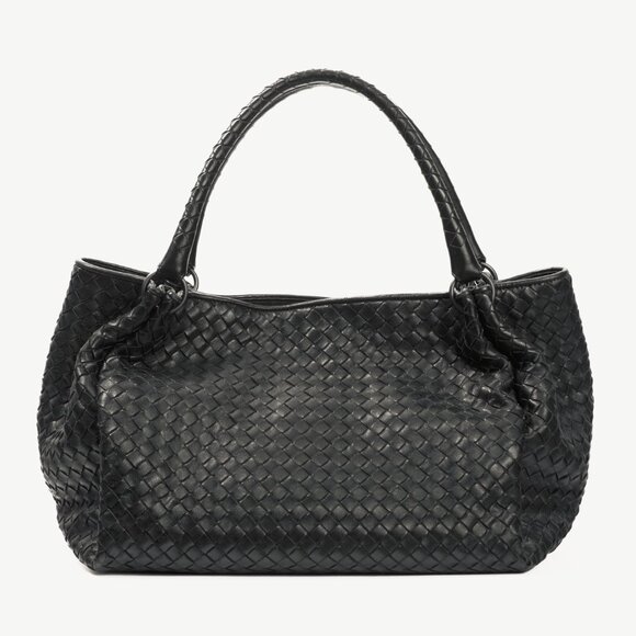 Bottega Veneta Black Intrecciato-Leather Handbag - Picture 4 of 12